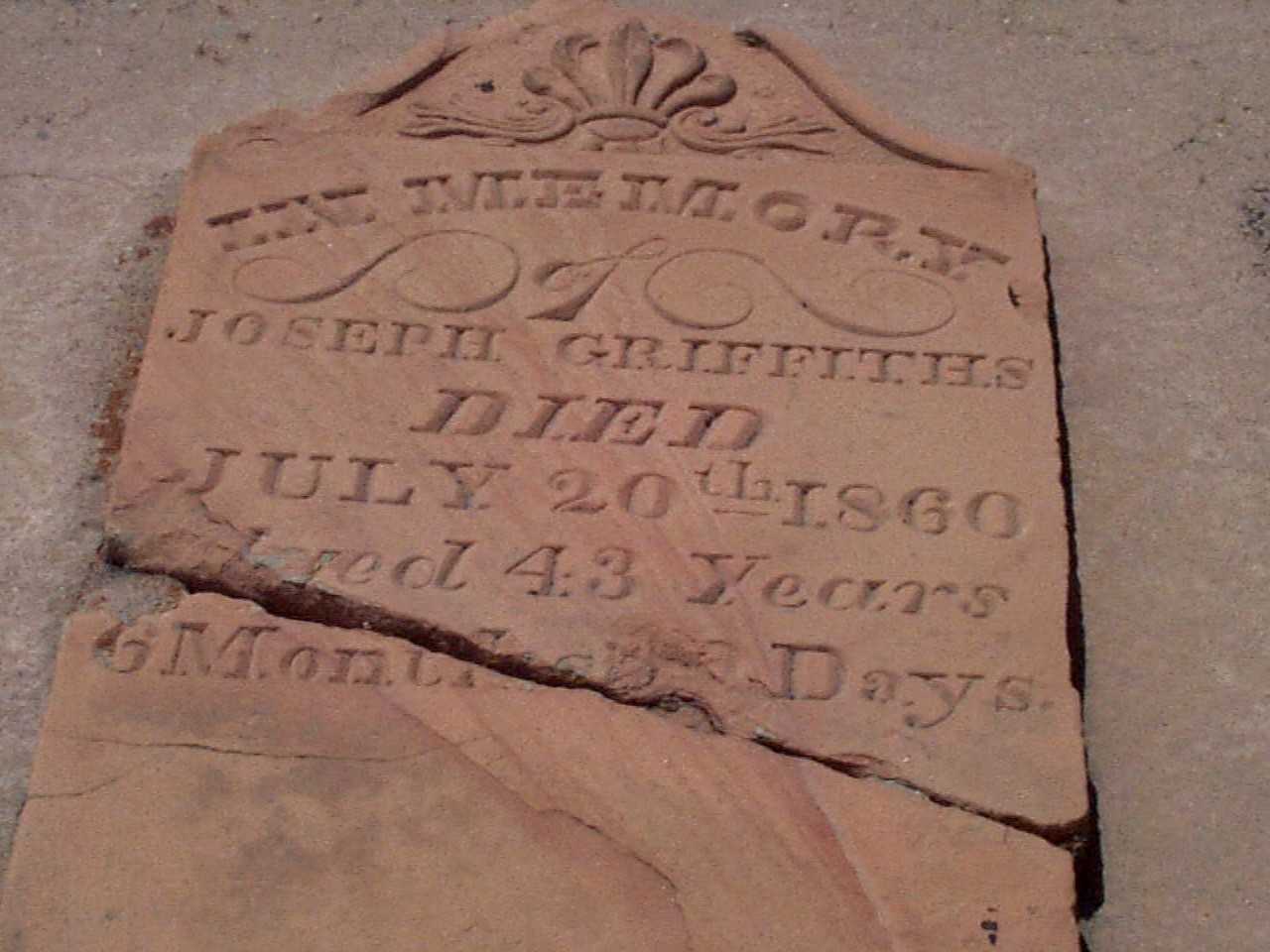 Picture of Front of Joseph Griffiths Cemetery Marker